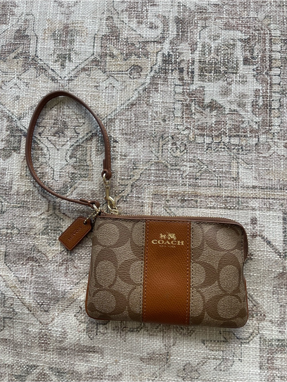 Coach Tan and Brown Signature Wristlet - Picture 6 of 7